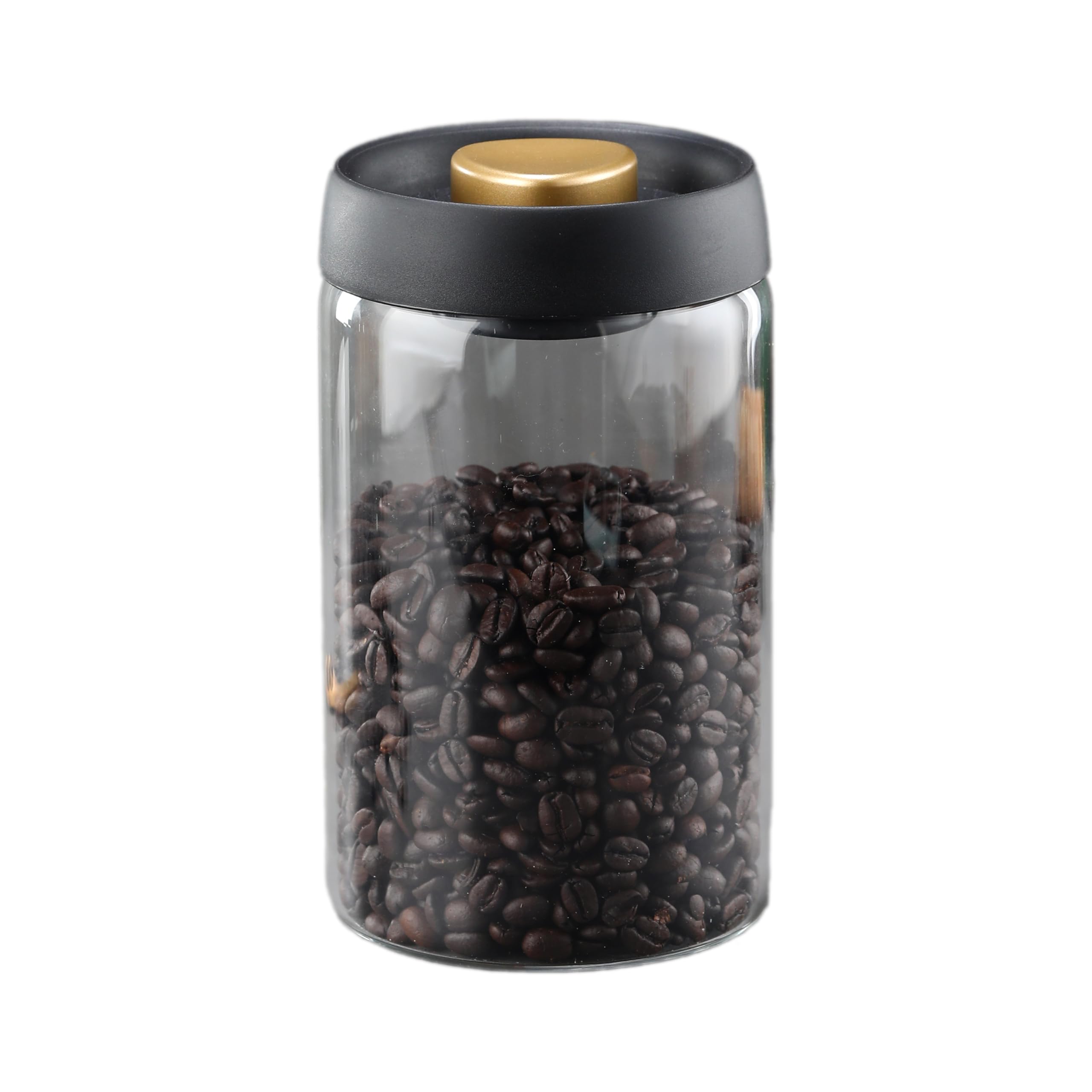 Coffee Bean Storage Container Airtight Lid Sealed with Press-Down Vacuum Borosilicate Glass Coffee Canister Food Storage Coffee Bar for Ground Coffee Tea Beans Spices (Large - Clear)